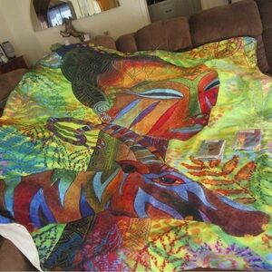 Vibrant Multicolor Artistic Duvet Cover - Bright Green Accent